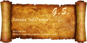 Genda Sándor névjegykártya